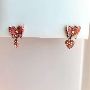 Anna Sui rose gold color butterfly earrings